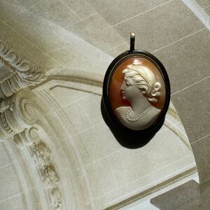 Antique 800 silver cameo brooch pin